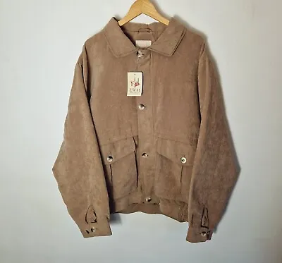 Vtg EWM Pure Classics Mens Suede Effect Bomber Jacket Size XL Beige Tan NEW TAGS • $36.99