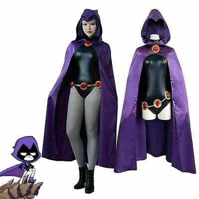 Women Cosplay Teen Titans Raven Halloween Costume Fancy Dress Fairytale Outfits • £11.99