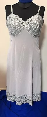 $14.99 • Buy Vintage Vanity Fair Full Slip Sz 36 Baby Blue Silky And Lacy. Made In USA