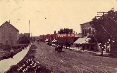 MAIN STREET MARION WI. 1913 Dirt Road. Horsedrawn Wagon • $7.49