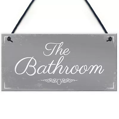 'THE BATHROOM' Shabby Chic Door Sign Plaque Sign For Toilet Or Bathroom The Loo • £3.99