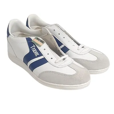 Trax Vintage K-mart Shoes White Blue Sneakers NEW Men's Size 8 • $89.99
