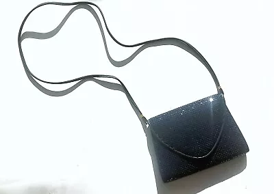 Vintage Whiting And Davis Navy Blue Mesh Purse Clutch Crossbody Envelope • $25