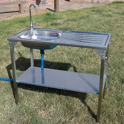 Camping Sink Stainless Steel Large Outdoor Folding Hand Wash Basin Kitchen Table • £119.99