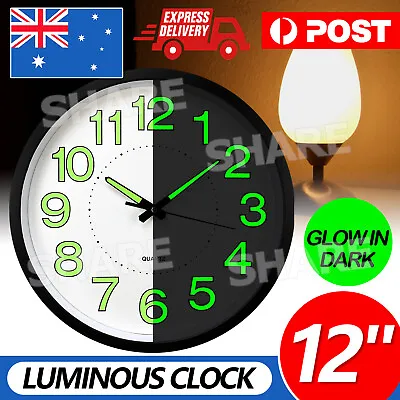 $20.95 • Buy 12  Indoor/Outdoor Home Wall Clock Glow In The Dark Silent Quartz Luminous Clock