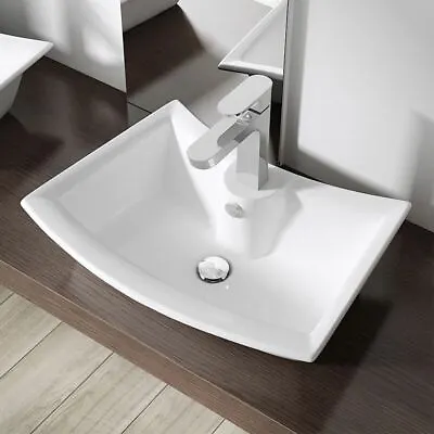 Durovin Bathroom Wash Basin Sink Ceramic White Rectangle Countertop 500x380mm • £59.40