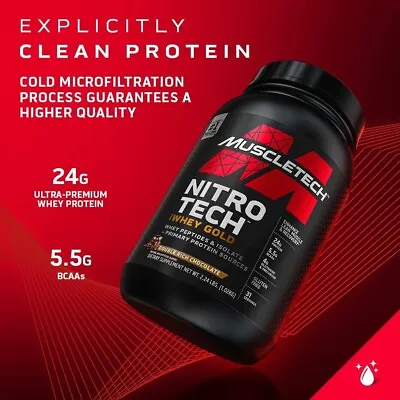 MuscleTech NitroTech Whey Gold 100% Whey Protein PowderIsolate Strawberry 2lb • $48.25