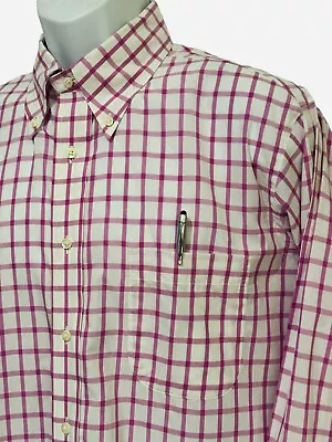 Maus & Hoffman Mens Shirt Check Pink Cotton Button Down Long Sleeve Summer L • $34.99