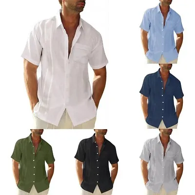 £16.61 • Buy Breathable Men's Cuban Guayabera Beach Top Tees Short Sleeve Dress Shirt