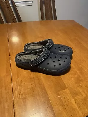 Crocs Classic Lined Navy Clogs Men Sz 12 Very Good Condition • $15