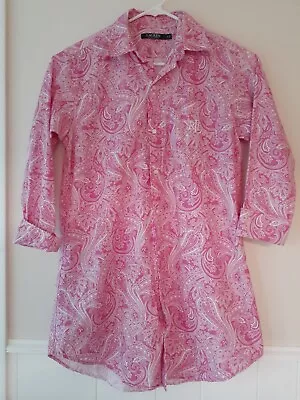 Lauren Ralph Lauren Tunic Top Paisley Pink Monogram Shirt Dress Womens S/M Sale • $19