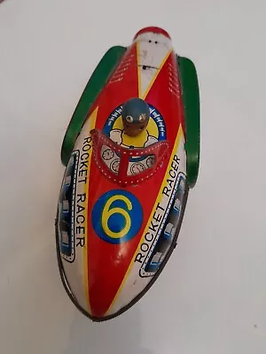 Vintage Style Tin Plate Rocket Racer Racing Car Model Toy Tobar Ltd 19cm • $24.87