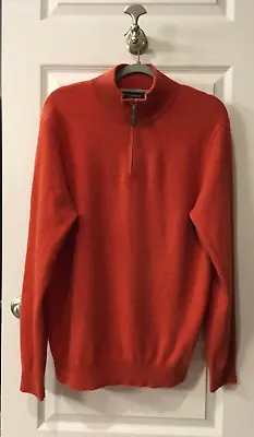 Isaac Mizrahi Men's 100% 2-ply Cashmere Quarter Zip Sweater Terracotta Size L • $39