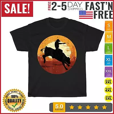 Bull Rider Cowboy Retro Sunset Bull Riding Western Vintage T Shirt Men Women NEW • $11.99