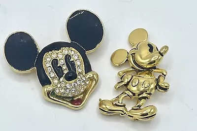 DISNEY Mickey & Co. Mickey Mouse Enamel Face W/ Rhinestones Pin NAPIER -Brooches • $45