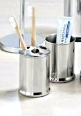 £8.95 • Buy Toothbrush Holder Cup Set Chrome Bathroom New UK