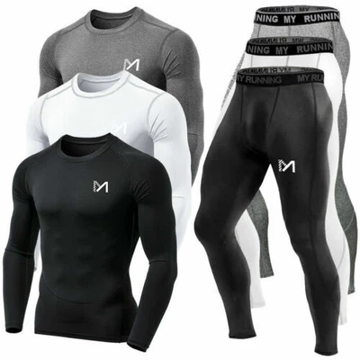 £11.99 • Buy Mens Boys Body Armour Compression Base Layer Sports Shirt Top+ Leggings Skin Set