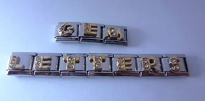 GOLD W/ CLEAR GEMS Italian Charm ALPHABET - Choose Letters Fits 9mm Bracelets  • £2.99