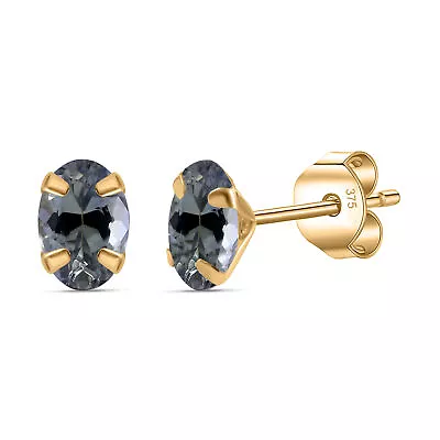 TJC 0.9ct Green Tanzanite Stud Earrings For Women In 9ct Yellow Gold • £97.99