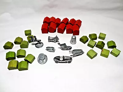 Vintage Monopoly Wooden Houses Hotels & 8 Metal Token Set • $7.99