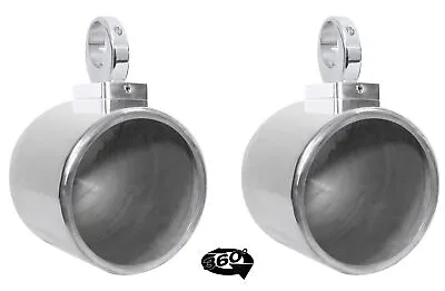 (2) Rockville MAC90S 8  360° Degree Swivel Chrome Wakeboard Tower Speaker Pods • $183.95