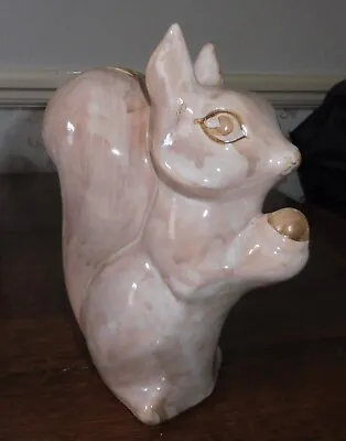 Vintage David Sharp Rye Pottery  Fawn Squirrel Moneybox 8.5 Inches Tall Signed • £22