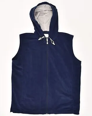 DIADORA Mens Sleeveless Zip Hoodie Sweater Medium Navy Blue Polyester XV16 • $20.10