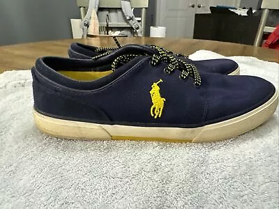 Polo Ralph Lauren Sneakers 10.5 Men’s Faxon X Low Canvas Navy/Yellow • $15