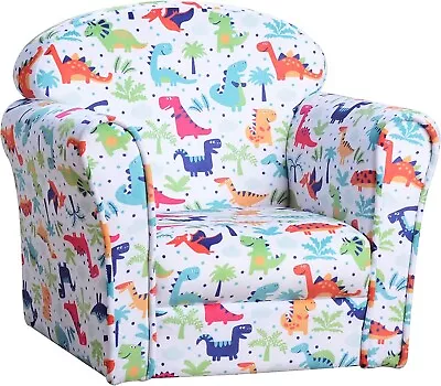 £67.90 • Buy Toddler Armchair Dinosaur Pattern Velvet Feel Wood Frame Kids Seat Nursery Chair