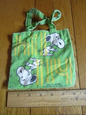 Vtg Snoopy Little Bag 1958 Green Cloth Purse IN POOR SHAPE! Collectible Peanuts • $10.95