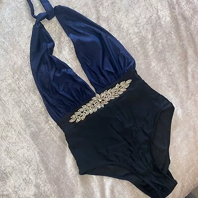 Forever Unique Black Embellished Swimsuit Bikini Mode Beach Mwah Bunny Bahimi 10 • £60