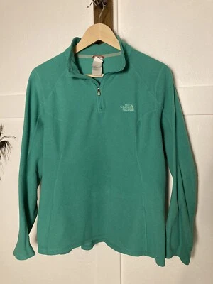 £7.88 • Buy North Face Fleece 1/4 Zip Pullover Womens Sz M Teal Green Outdoor Base Layer