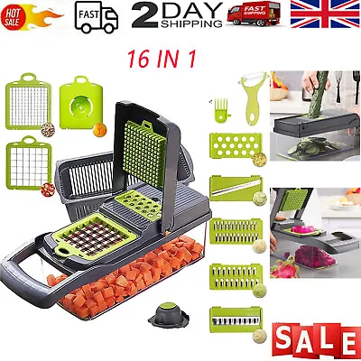 16in1 Multifunctional Vegetable Cutter Chopper Slicer Shredder Manual Food Salad • £11.99