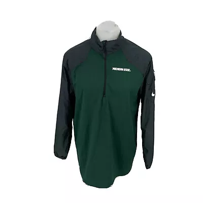 Nike Men Pullover Light Jacket Large Michigan State Embroidered 1/3 Zip 9-27 • $11.96