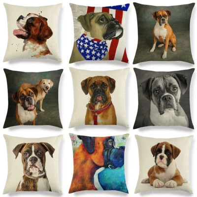 $3.36 • Buy French Bulldog Boxer Dog Linen Cotton Throw Pillow Cover Couch Sofa Cushion Case
