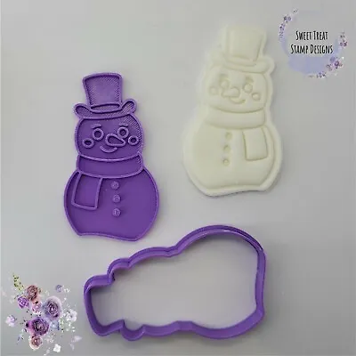 £5.89 • Buy Christmas Snowman Cookie Sugar Biscuit Dough Cutter & Fondant Icing Stamp Set