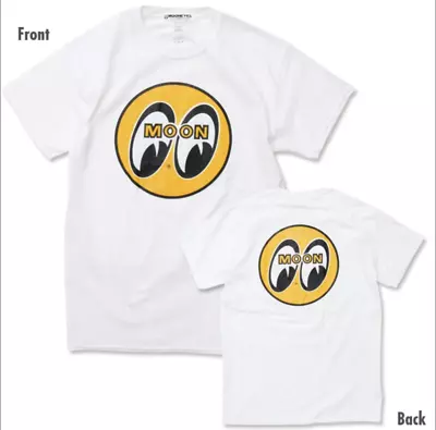 Men's Mooneyes Moon Classic Yellow Logo White T-Shirt Cotton TM001WH • $31.99