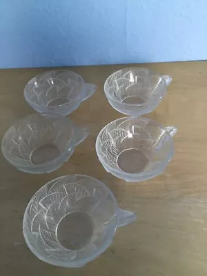 R Lalique Art Deco Ormeaux Pattern Five Ice Cream Cups • £495