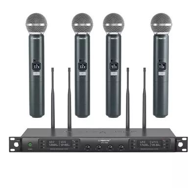 Wireless Microphone System Quad Channel Cordless Mic Set With Metal • £269.99