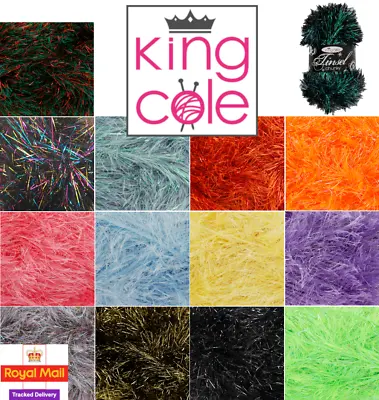 £2.99 • Buy King Cole Tinsel Chunky Sparkle Furry Soft Eyelash Knitting Wool Yarn 50g Ball