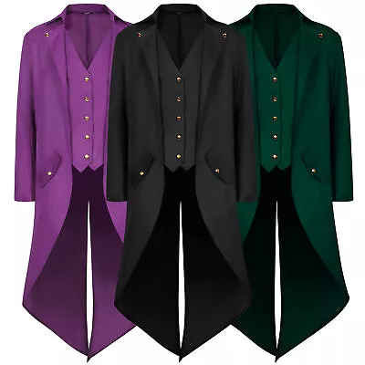 Men Medieval Tuxedo Cos Dance Performance Steampunk Halloween Costume Retro Coat • $60.44