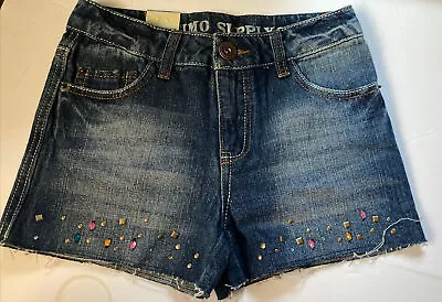 NWT Mossimo Supply Co. Girls Sz. L Blue Denim Jean Shorts Embellished • $6