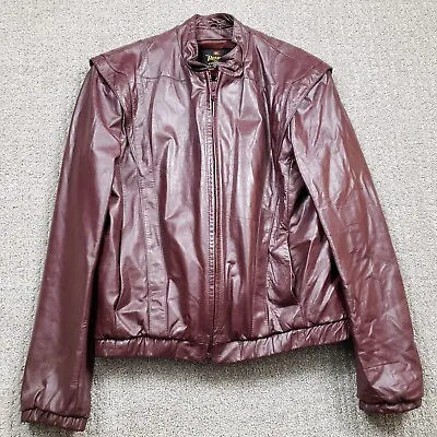 Vtg ROSSANO Leather Jacket Size 40 Small Brown Lined Moto Biker Tyler Durden • $59.99