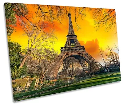 Eiffel Tower Sunset Picture SINGLE CANVAS WALL ART Print • $74.99