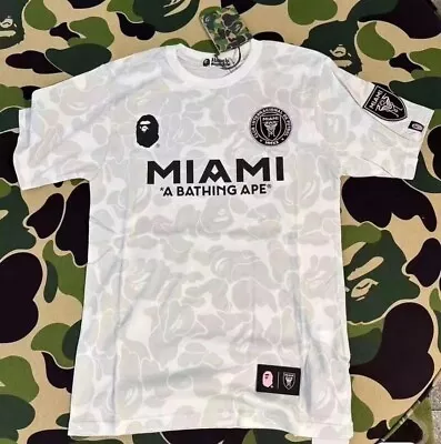 BAPE/A/Bathing - Bape X Inter Miami Camo Unisex T Shirt TEE - White • $60