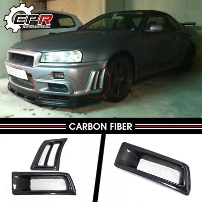 For Nissan Skyline R34 GTR UK V-Spec Carbon Front Bumper Side Vents Duct Trim • $559.94