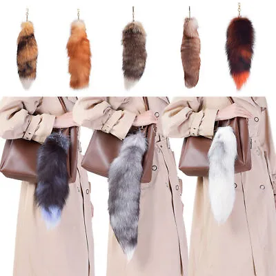 16 -18  Fox Fur Tail Keychain Bag Charm Bag Pendant Party Cosplay Toys Keyring • $7.59