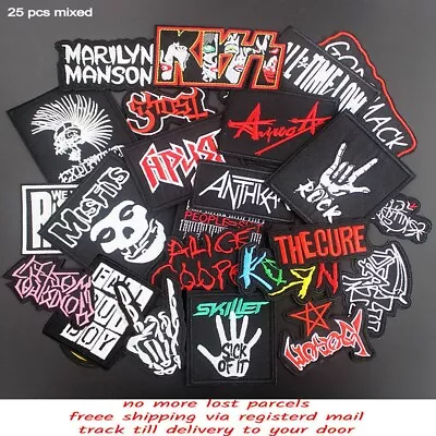 Random Lot Of 25 Rock Band Patches Iron On Music Punk Roll Heavy Metal Sew DIY • $22.77