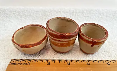 3 VTG Hand Crafted Miniature Pottery Pots Bowls Mexico 1.5 T Dollhouse Diorama • $16.12