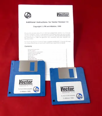 'Vector' Graphics Software 3.5  Disc With Instruction Booklet (RISC OS) • $92.42